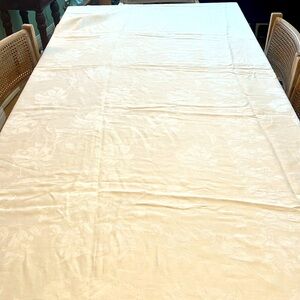 Beautiful floral damask, all cotton, classic white tablecloth.